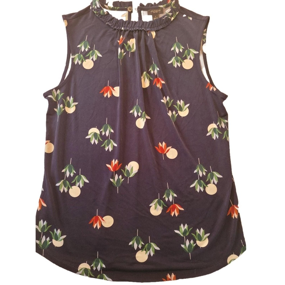 Ann Taylor Navy With Flower Top. Sz S - pre-owned---excellent - ann taylor